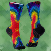 Hex Mandala rood geel en blauw Sokken