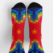 Hex Mandala rood geel en blauw Sokken (Top)