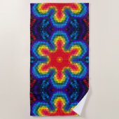 Hex Mandala Rood Geel en Blauw Strandlaken (Voorkant)