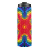 Hex Mandala Rood Geel en Blauw Thermosbeker (Voorkant)