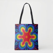 Hex Mandala rood geel en blauw Tote Bag (Voorkant)