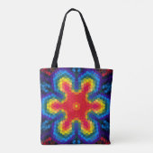 Hex Mandala rood geel en blauw Tote Bag (Achterkant)