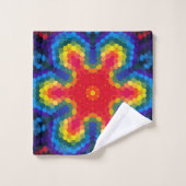 Hex Mandala Rood Geel en Blauw Washandje (Wasdoekje)