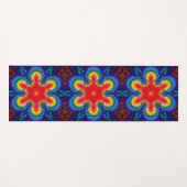 Hex Mandala rood geel en blauw Yogamat (Voorkant (horizontaal))