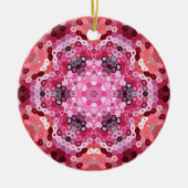 Hex Mandala Roze Rood en Wit Keramisch Ornament (Voorkant)