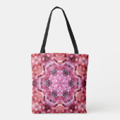 Hex Mandala Roze Rood en Wit Tote Bag (Achterkant)