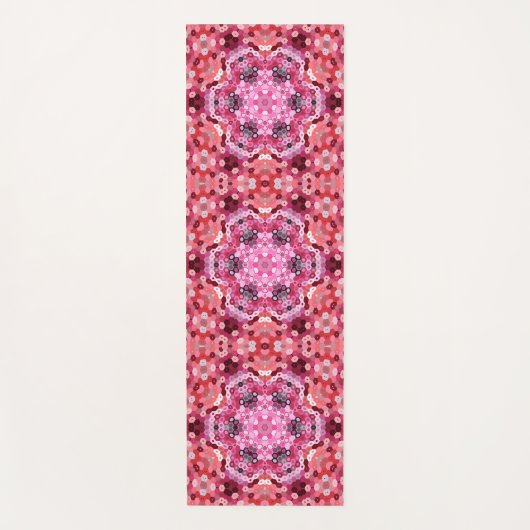 Hex Mandala Roze Rood en Wit Yogamat (Voorkant)