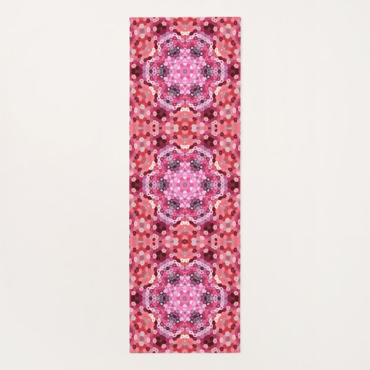 Hex Mandala Roze Rood en Wit Yogamat (Achterkant)