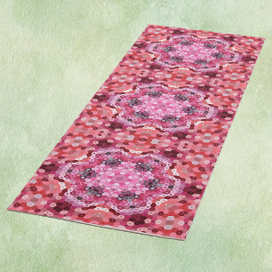 Hex Mandala Roze Rood en Wit Yogamat