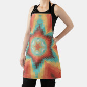 Hex Mandala Sinaasappel blauw en geel Schort (Insitu)