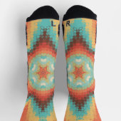 Hex Mandala Sinaasappel blauw en geel Sokken (Top)