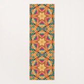 Hex Mandala Sinaasappel blauw en roze Yogamat (Achterkant)