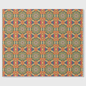Hex Mandala Sinaasappel en blauw Cadeaupapier (Vlak)
