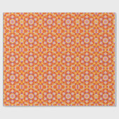 Hex Mandala Sinaasappel Paarse en wit Cadeaupapier (Vlak)