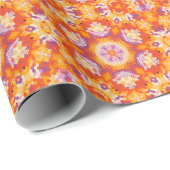 Hex Mandala Sinaasappel Paarse en wit Cadeaupapier (Rol Hoek)