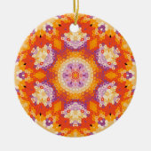 Hex Mandala Sinaasappel Paarse en wit Keramisch Ornament (Voorkant)