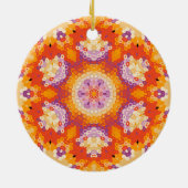 Hex Mandala Sinaasappel Paarse en wit Keramisch Ornament (Achterkant)