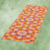 Hex Mandala Sinaasappel Paarse en wit Yogamat