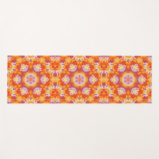 Hex Mandala Sinaasappel Paarse en wit Yogamat (Voorkant (horizontaal))