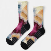 Hex Mandala Sinaasappel roze en blauw Sokken (Links)