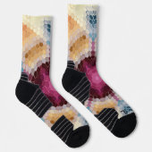 Hex Mandala Sinaasappel roze en blauw Sokken (Rechts)