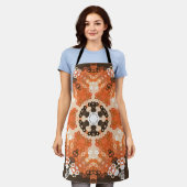 Hex Mandala Sinaasappel wit en bruin Schort (Gedragen)