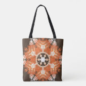 Hex Mandala Sinaasappel wit en bruin Tote Bag (Achterkant)
