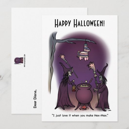Hex Mex Halloween Vakantie Plat Kaart (Voorkant / Achterkant)