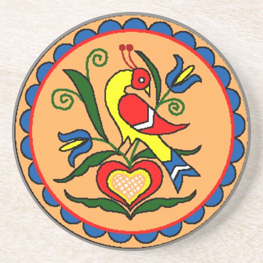 Hex Sign Dutch Bird Zandsteen Onderzetter (Voorkant)