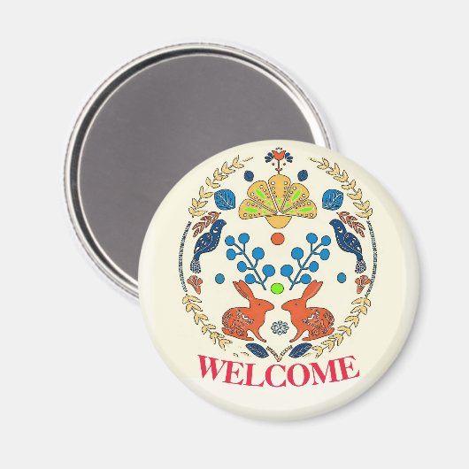 Hex Sign Polish Welcome Rabbit Magneet (Voorkant / Achterkant)