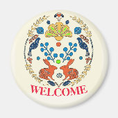 Hex Sign Polish Welcome Rabbit Magneet (Voorkant)