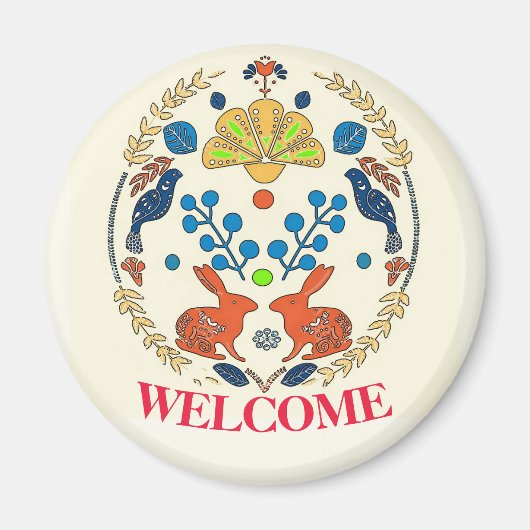 Hex Sign Polish Welcome Rabbit Magneet (Voorkant)