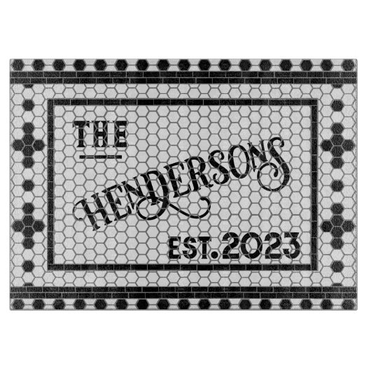 Hex Tegel Afdrukken Persoonlijk Glass Cutting Boar Snijplank (Voorkant)