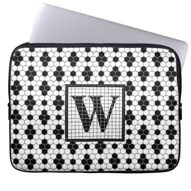 Hex Tegel Afdrukmonogram laptophoes Laptop Sleeve (Voorkant)