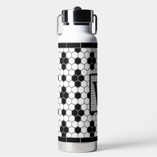 Hex Tegel Afdrukmonogram reismuis Waterfles (Voorkant)