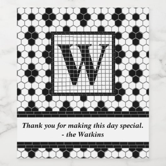 Hex Tegel Afdrukmonogram Wijnlabel Wijn Etiket (Enkel label)