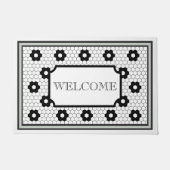 Hex tegel design groen grijs welkom deurmat (Voorkant)