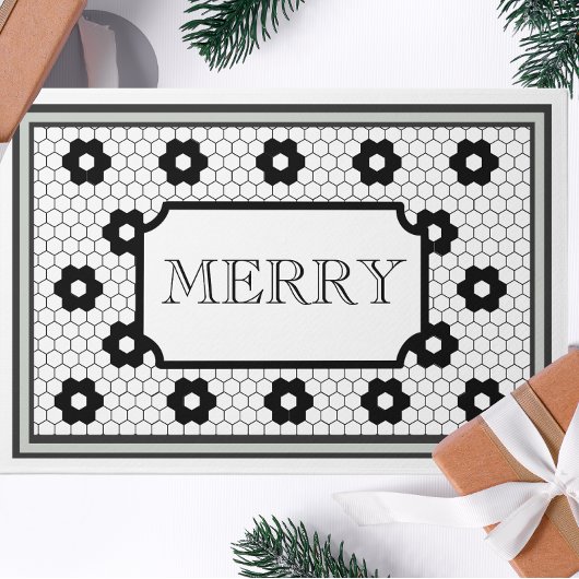 Hex tegel design groen Vrolijk Kerstfeest Deurmat