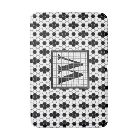 Hex Tegel Print Monogram Bath Mat (Voorkant Verticaal)