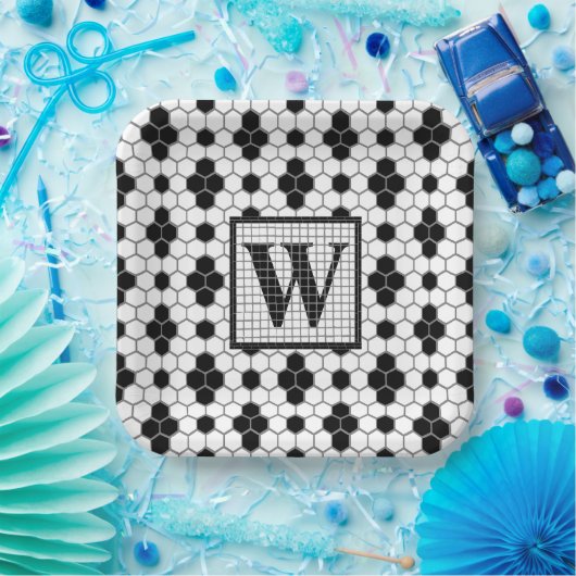 Hex Tegel Print Monogram Bord (Feest)
