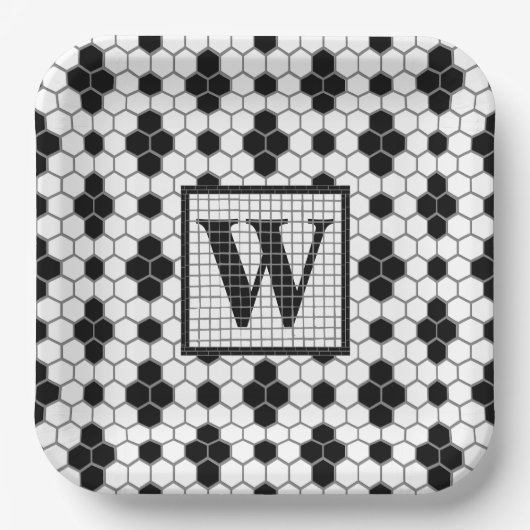 Hex Tegel Print Monogram Bord (Voorkant)