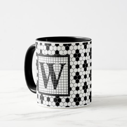 Hex Tegel Print Monogram Mok (Voorkant links)