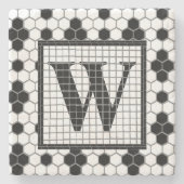 Hex Tegel Print Monogram Onderzetters (Voorkant)