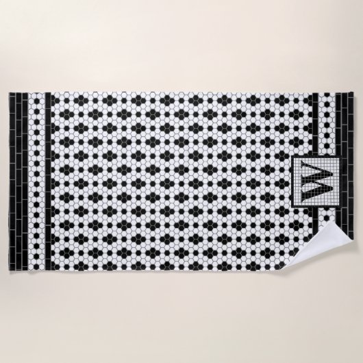 Hex Tegel Print Monogram Strandlaken (Voorkant)