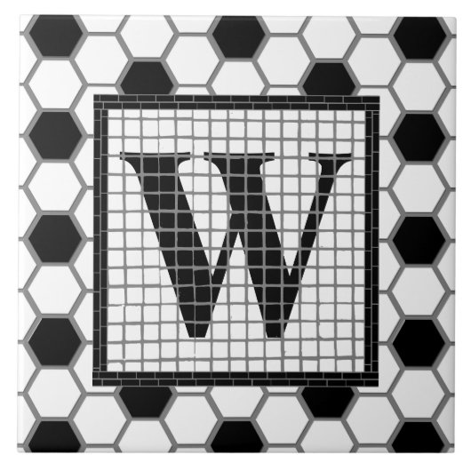 Hex tegelprint monogram tegeltje (Voorkant)