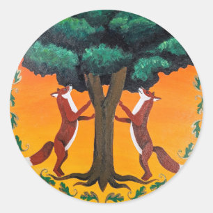 Hex-teken voor diergids: vos ronde sticker