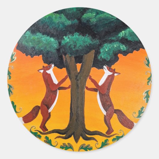 Hex-teken voor diergids: vos ronde sticker (Voorkant)