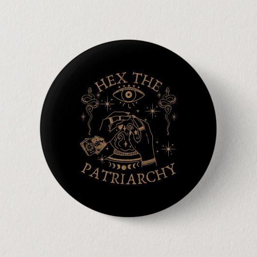 Hex the Patriarchy Feminist Witch Ronde Button 5,7 Cm (Voorkant)