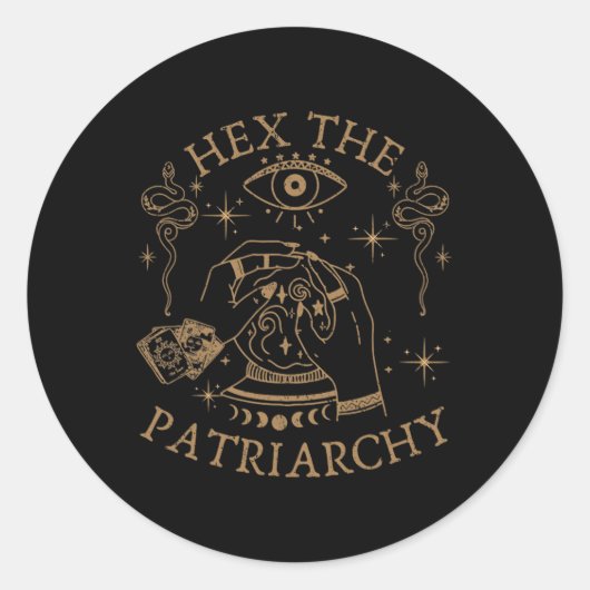 Hex the Patriarchy Feminist Witch Ronde Sticker (Voorkant)