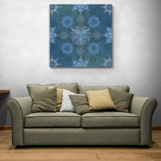 Hexa driehoeken yantra bloemblaadjes inscriptie canvas afdruk